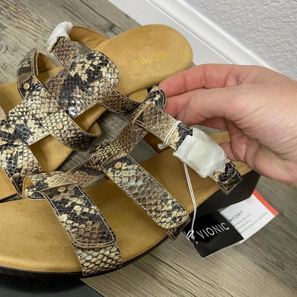 Vionic Radia Sandal wedge adjustable slip on slide snake comfort ortho 12 - Picture 4 of 8
